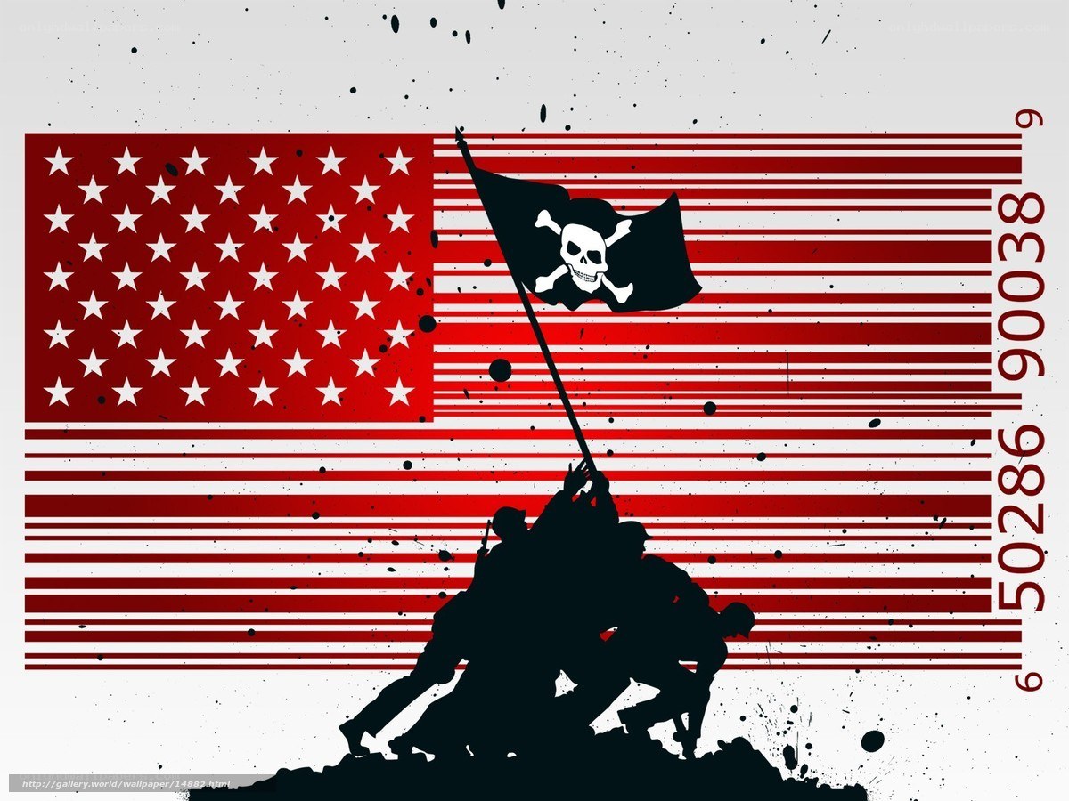 Pirate flag over US flag