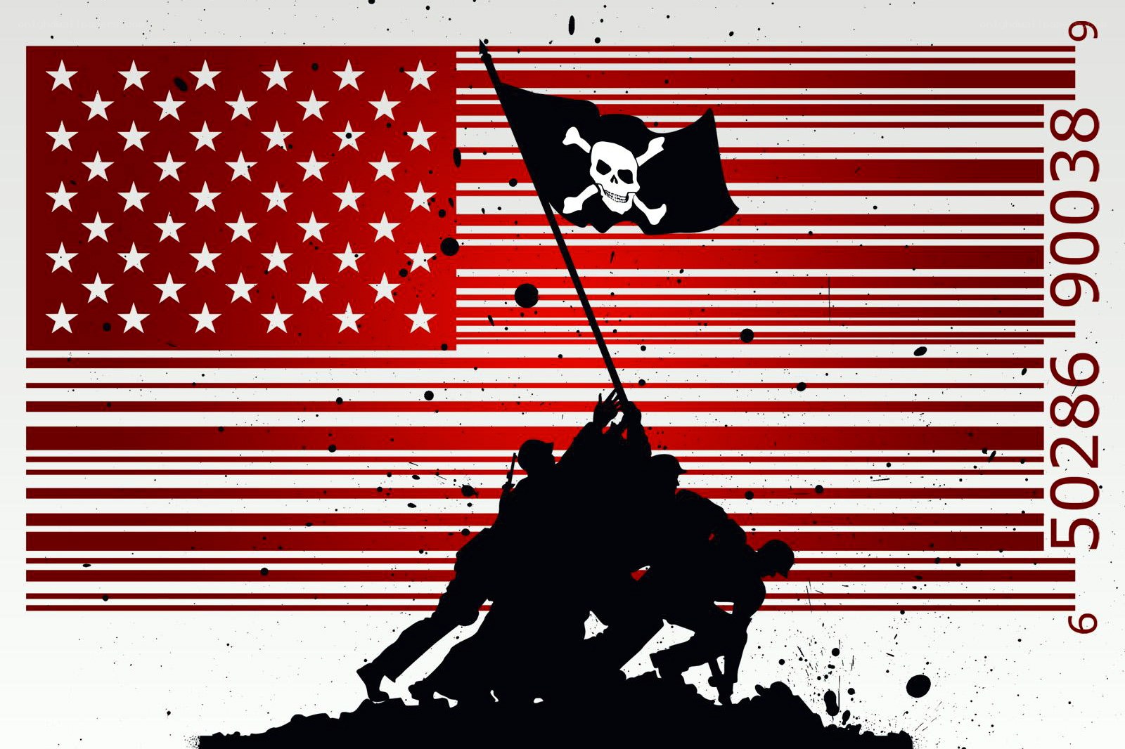 Pirate flag over US memorial