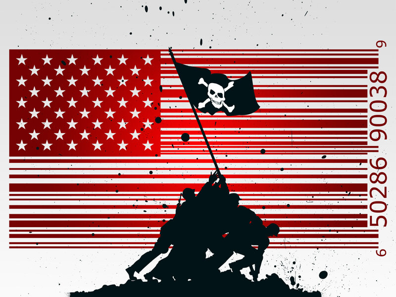 Pirate flag over US memorial