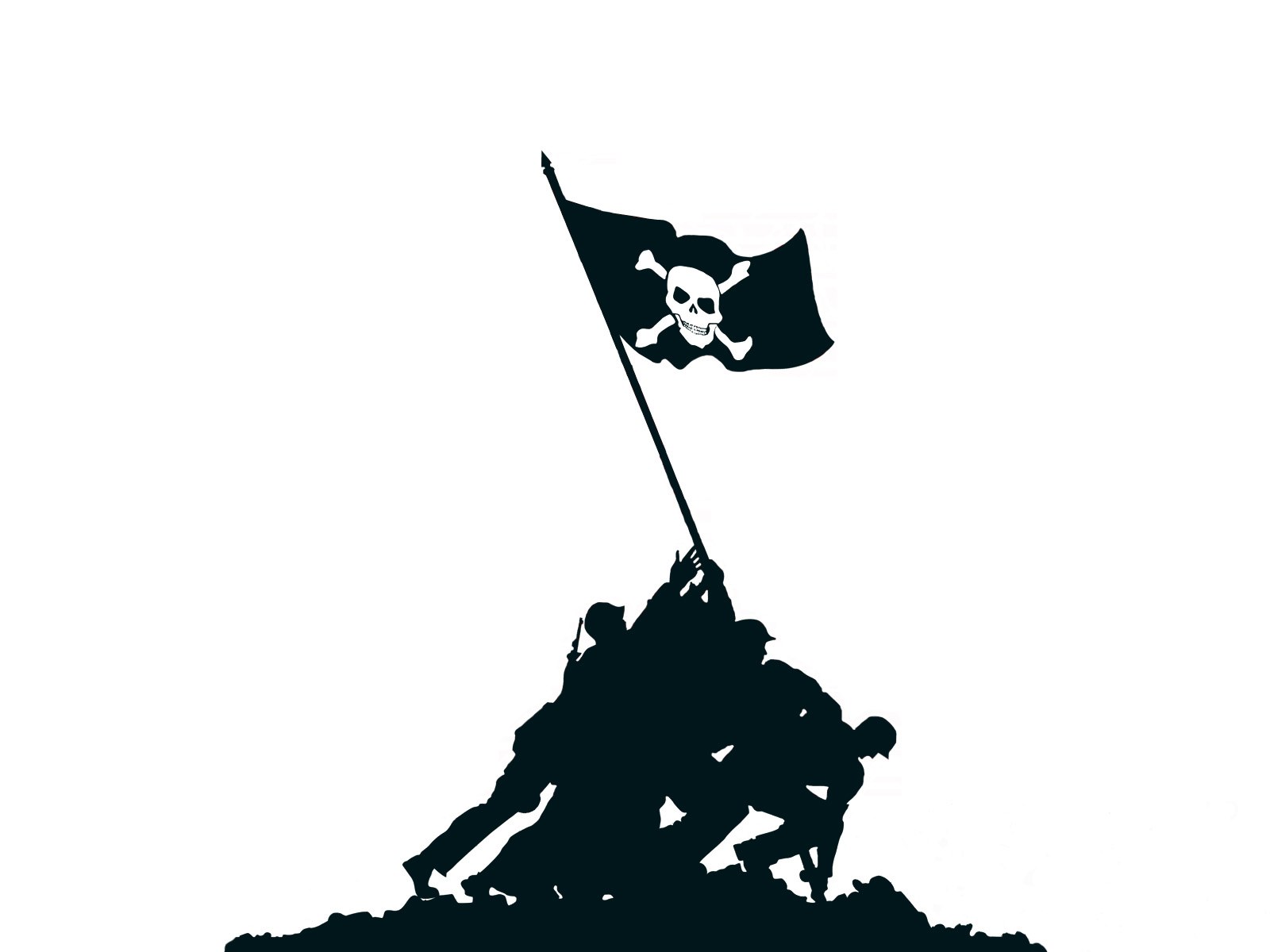 Pirate flag raising silhouette