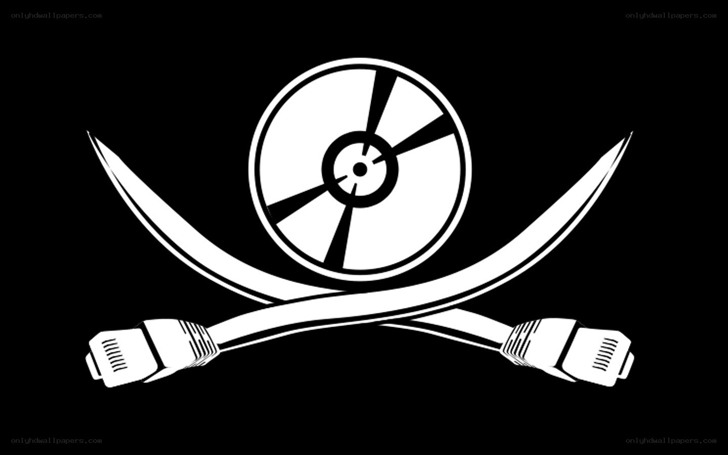 pirate flag with CD and cables