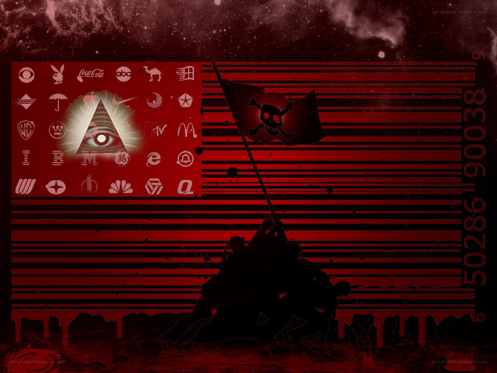 Pirate flag with corporate logos