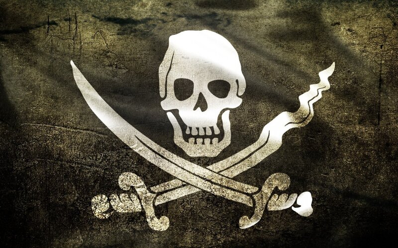 Pirate flag with skull and swords