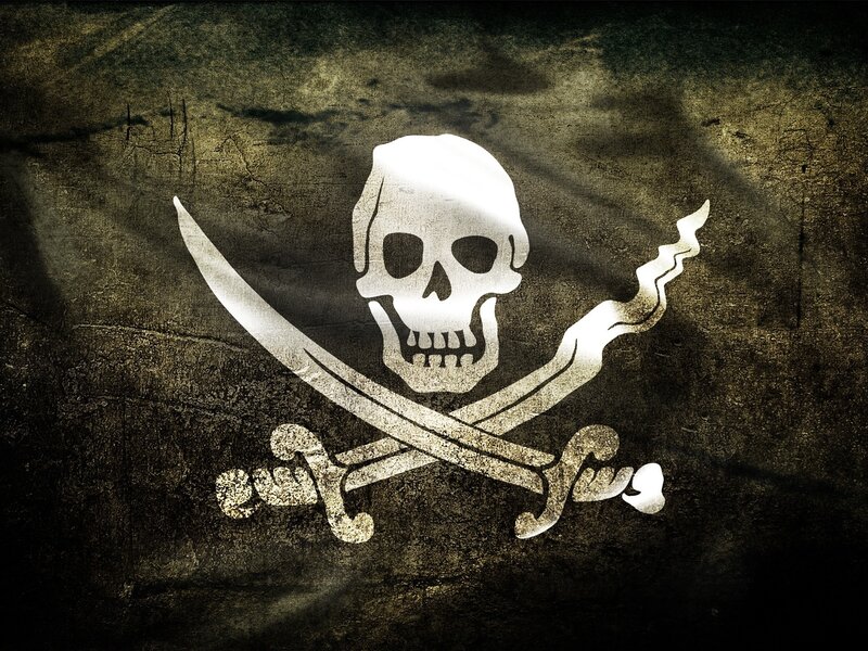 Pirate flag with skull and swords