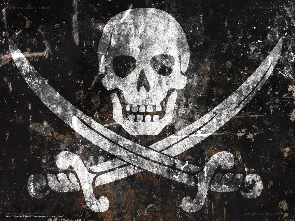 Pirate flag with skull and swords