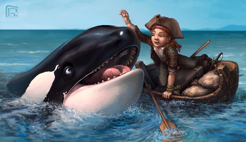 pirate girl with orca whale