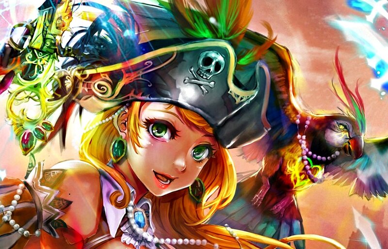 Pirate Girl with Parrot