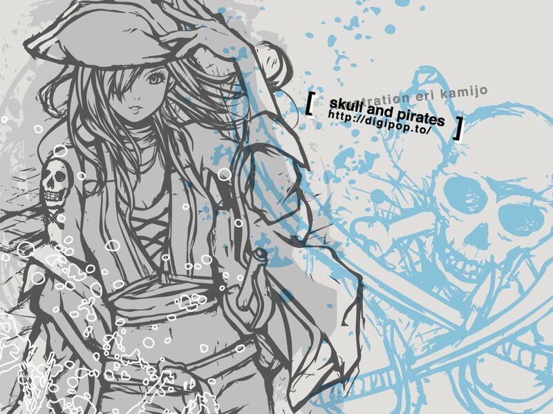 pirate girl with skull and crossbones
