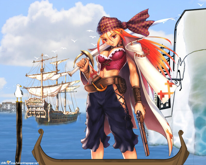 pirate girl with sword and gun