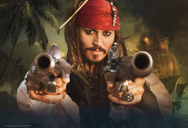 Pirate Holding Pistols — Red, Dramatic