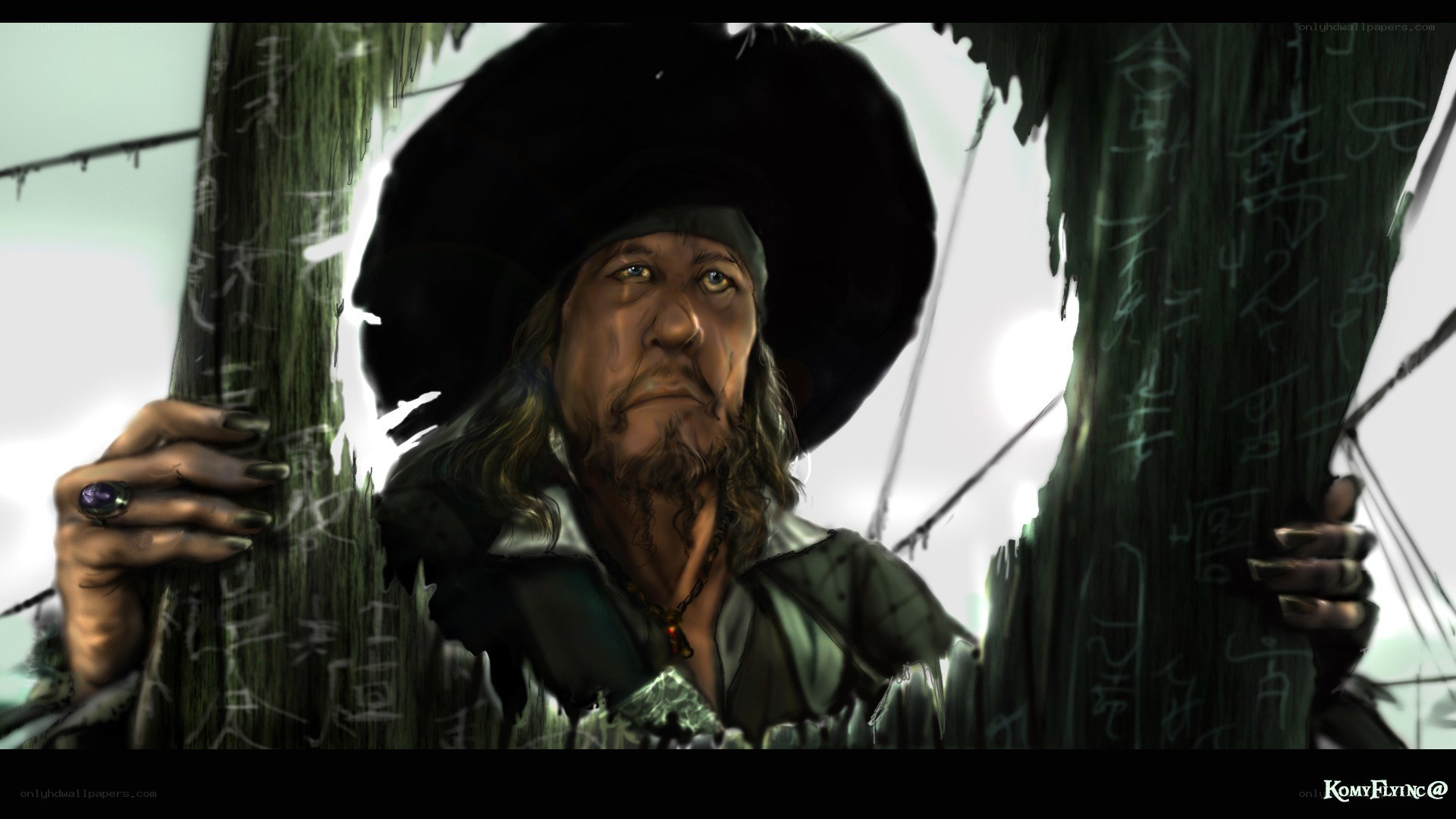 pirate holding ship's mast