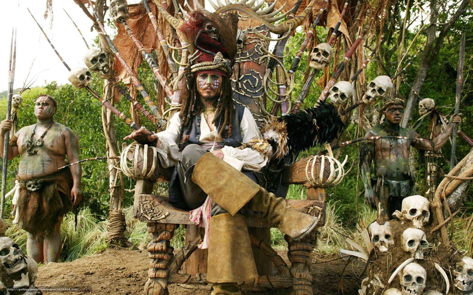 Pirate king on a skull throne