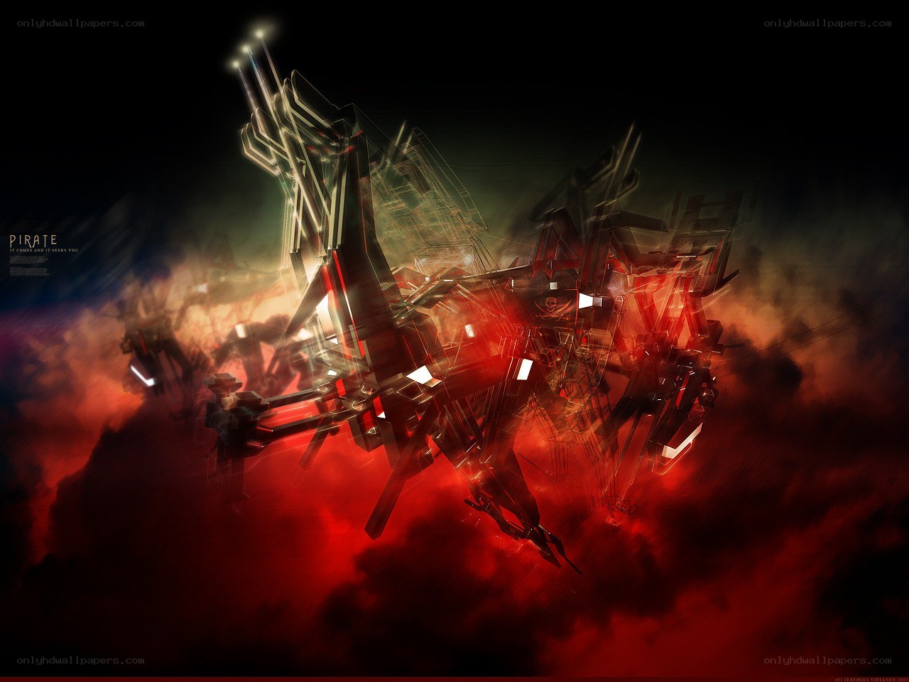 Pirate mech in red storm