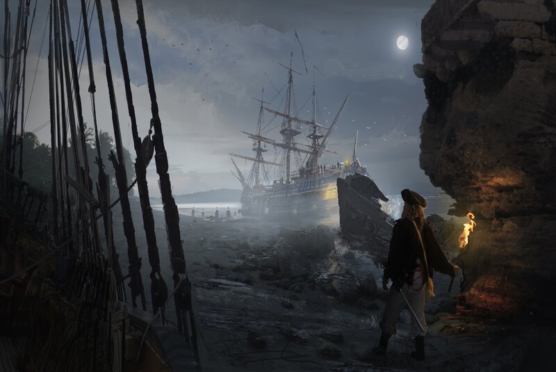 Pirate on a Beach — Gray