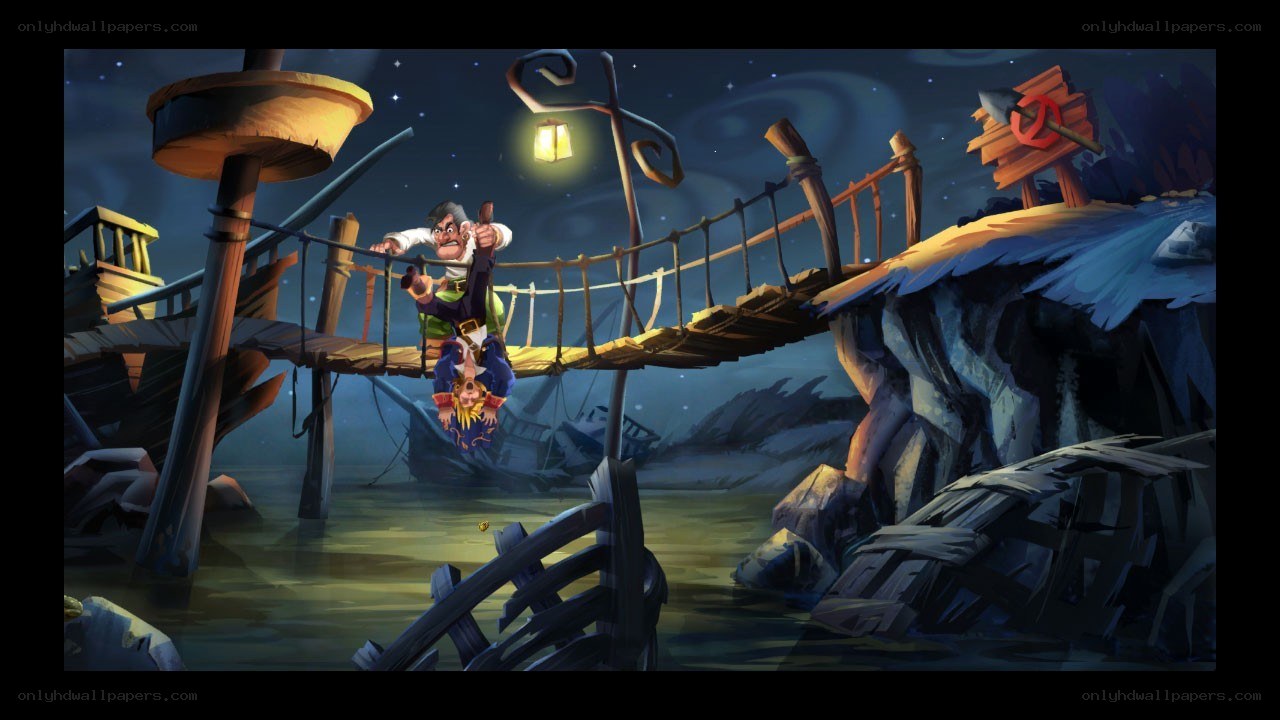 Pirate on a rickety bridge