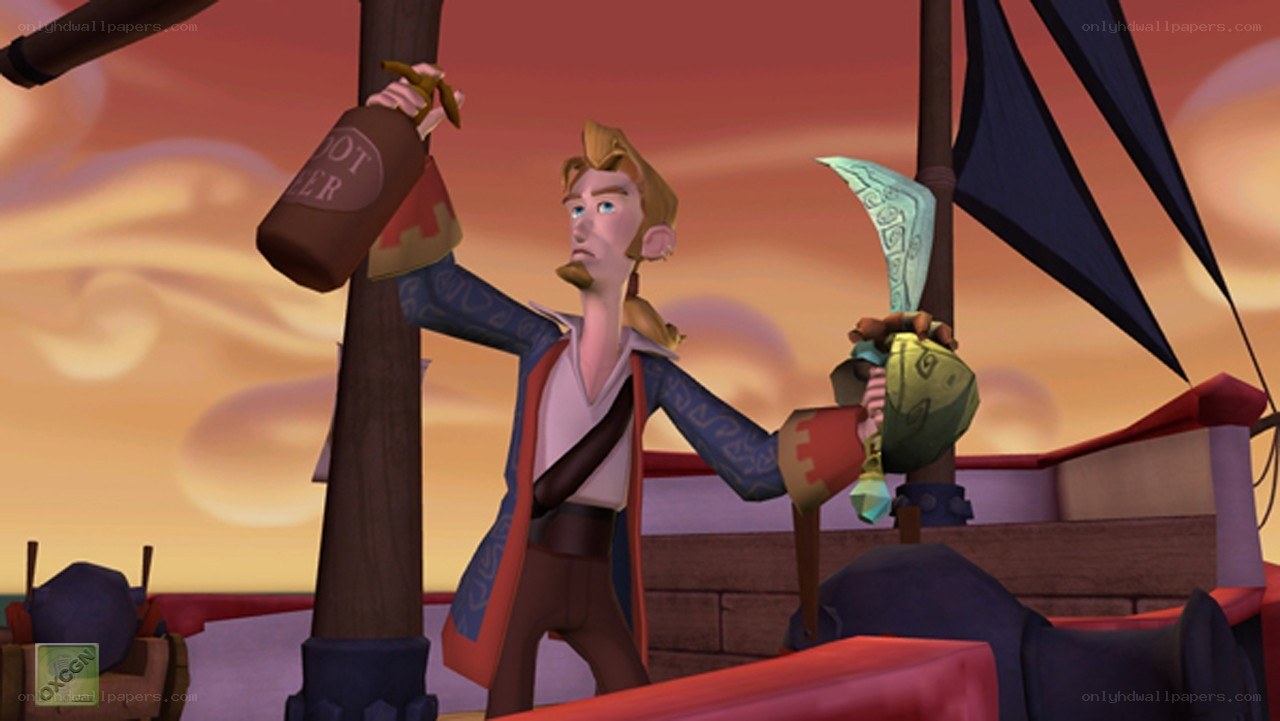 pirate on a ship at sunset