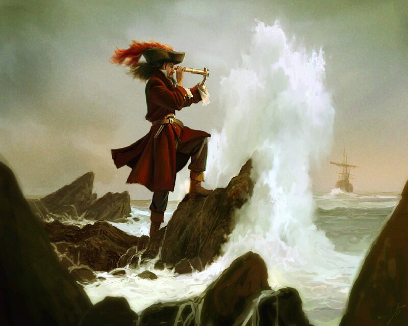 Pirate on Rocky Shore