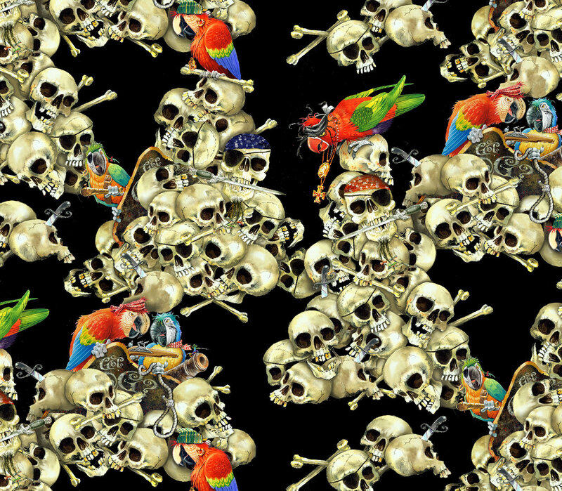 Pirate parrots and skulls