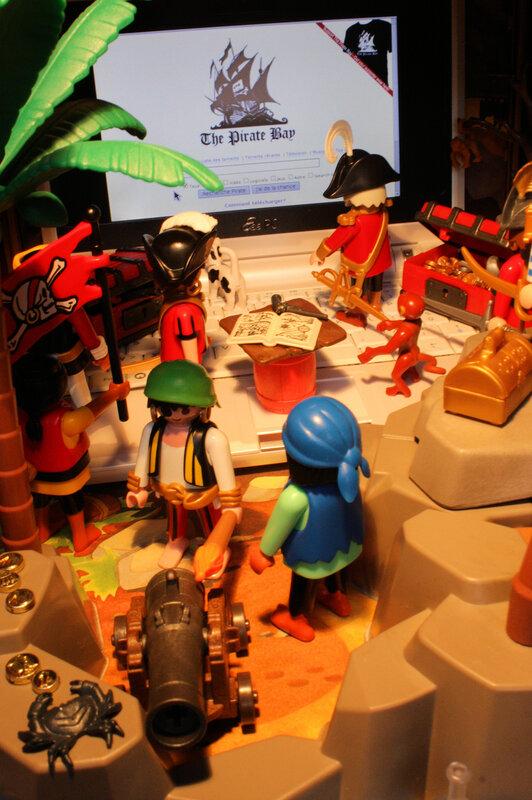 Pirate play scene with computer