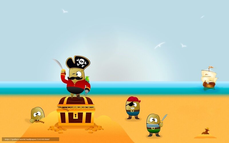 Pirate potatoes on a beach