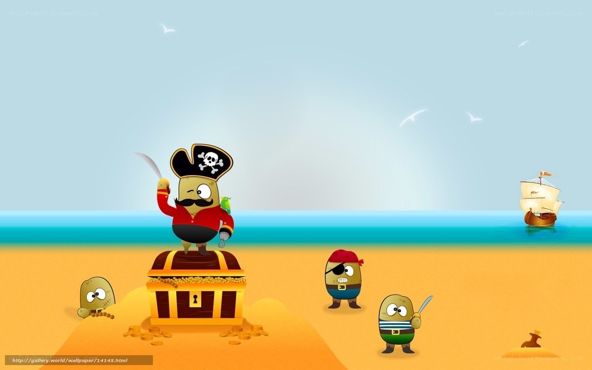 Pirate potatoes on a beach