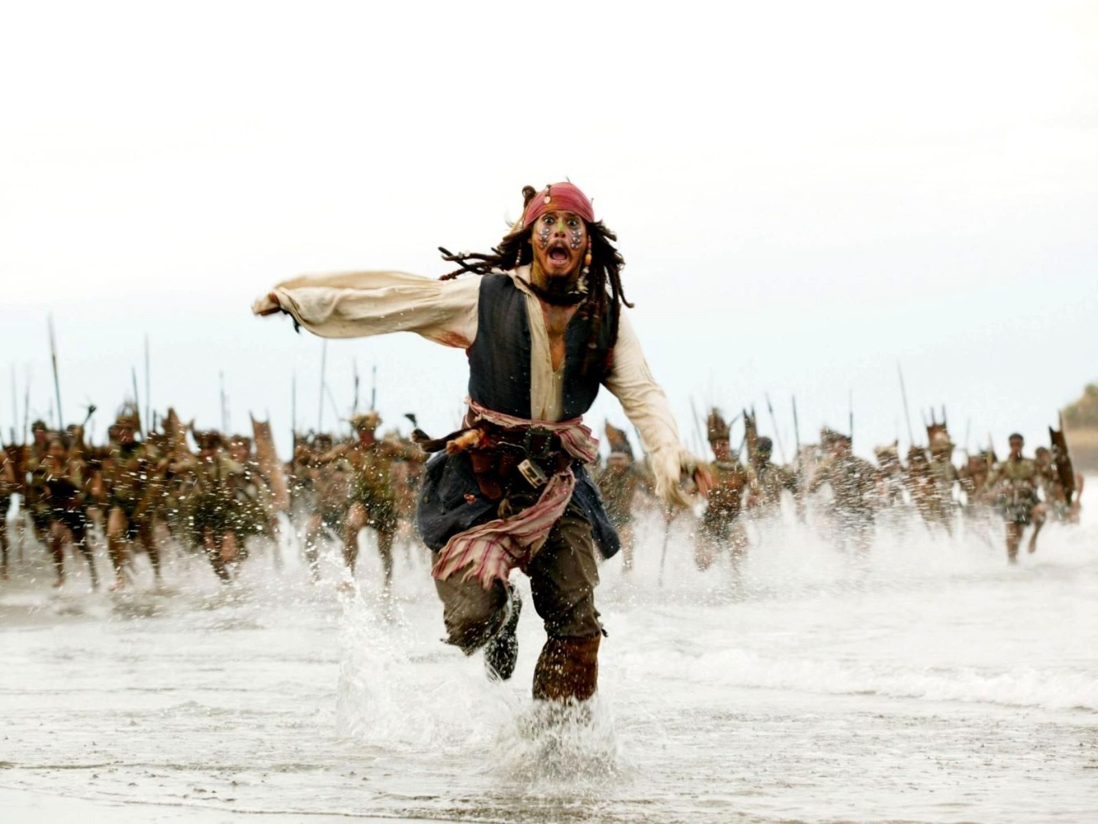 Pirate running from soldiers