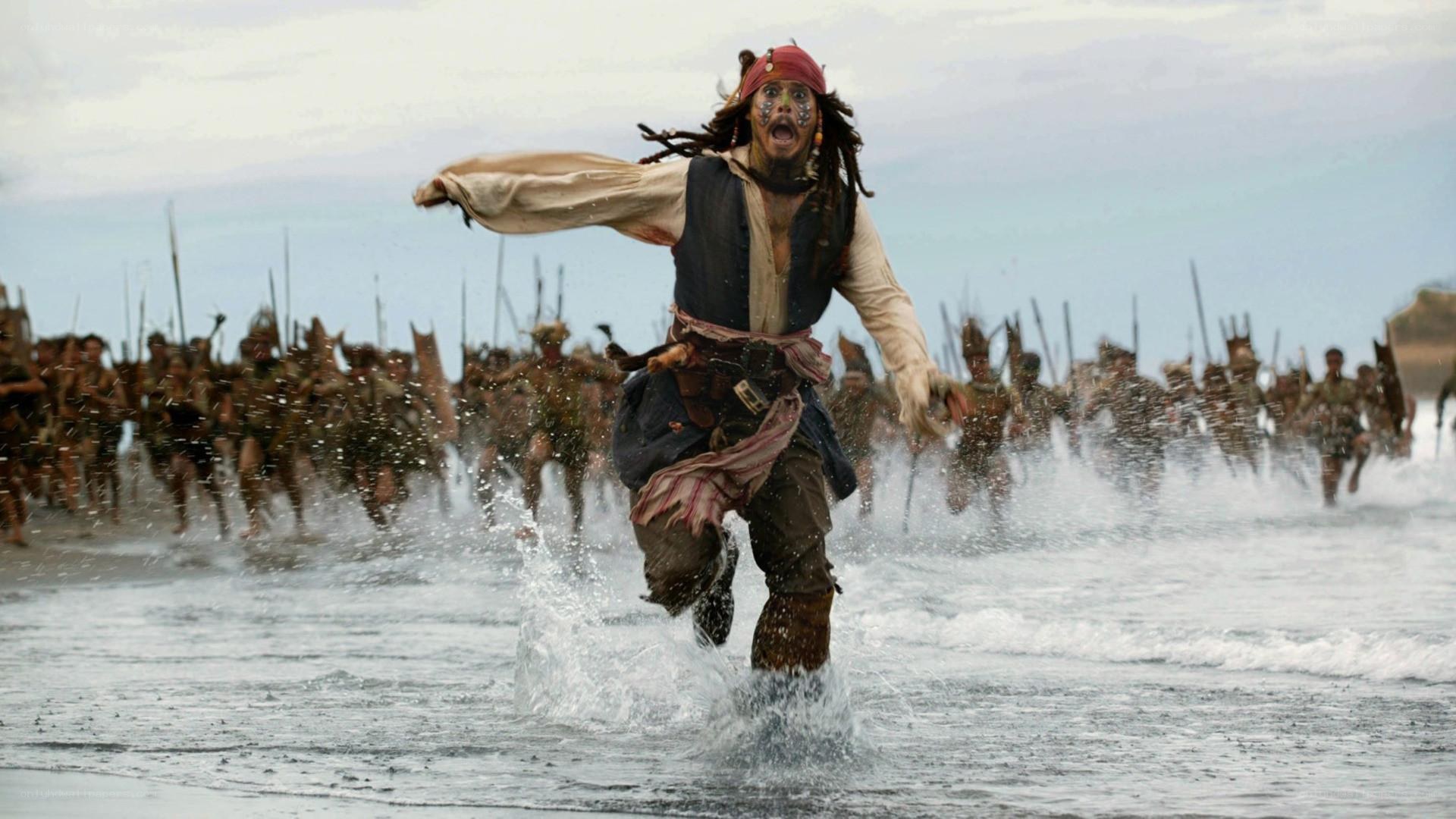 Pirate running from warriors