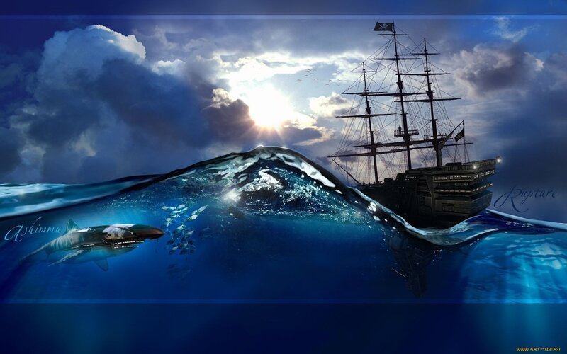 Pirate Ship and Shark