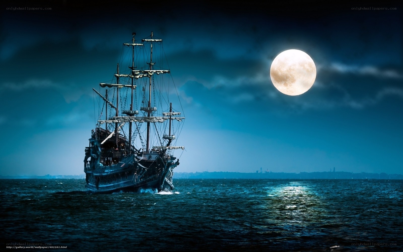 Pirate ship at night