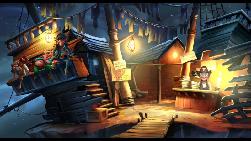 Pirate ship at night