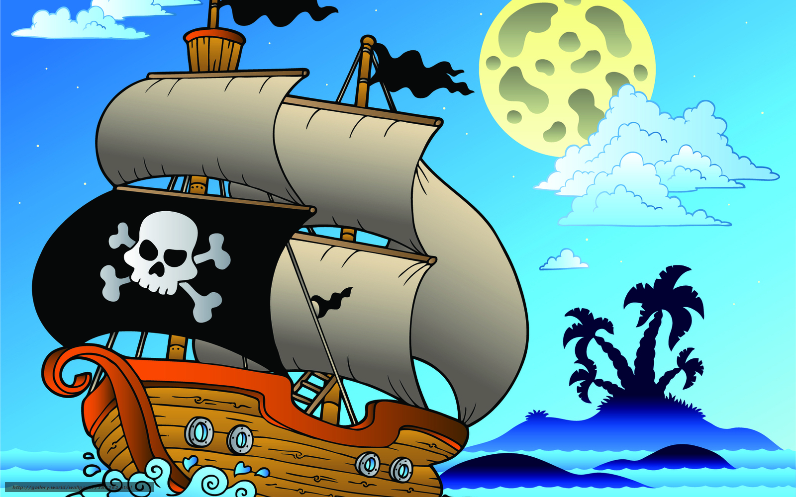 Pirate ship at night