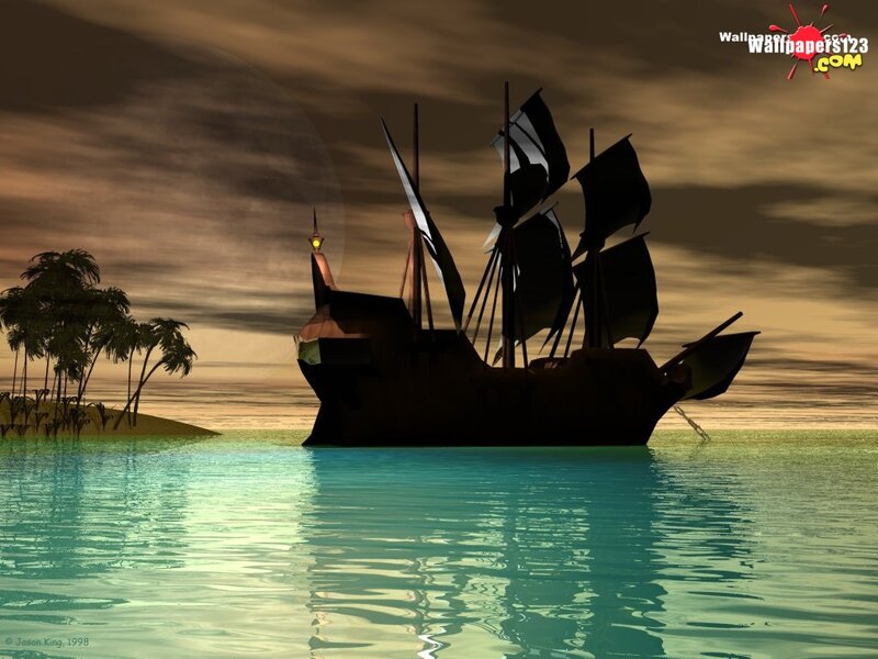 Pirate Ship at Sea — Brown