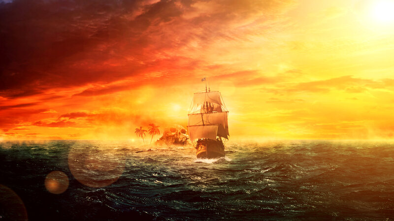 Pirate Ship at Sea — Orange
