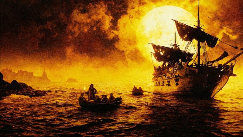 Pirate Ship at Sea — Yellow, Dramatic