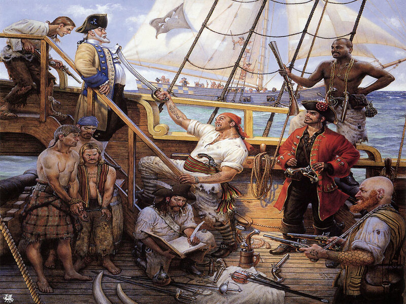 Pirate ship confrontation scene