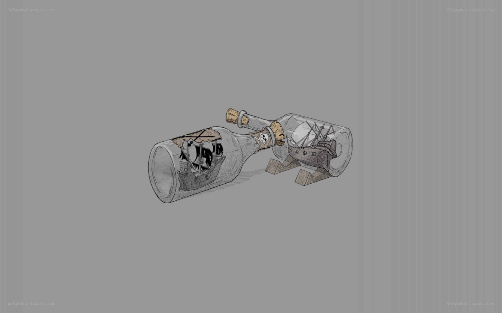Pirate ship in a bottle