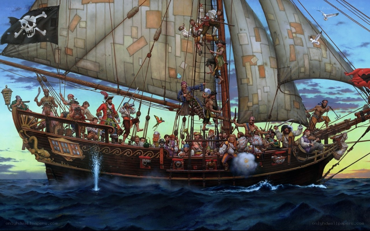 Pirate ship in battle