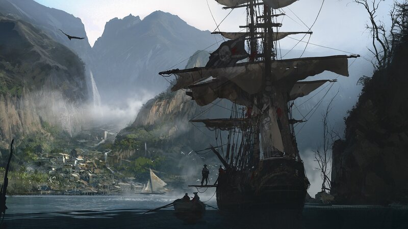 Pirate Ship in Bay