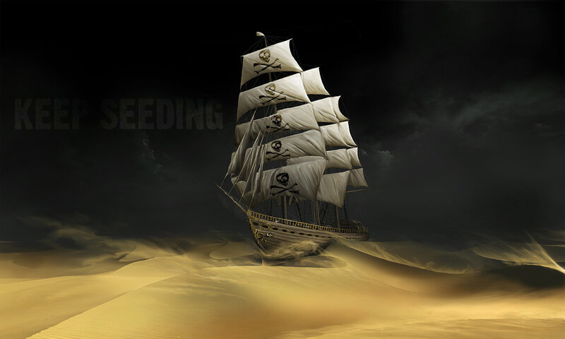 Pirate ship in desert