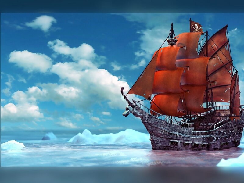 Pirate Ship in Ice — Blue