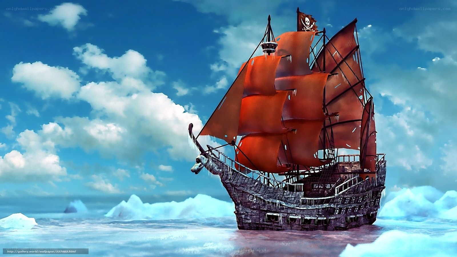 Pirate ship in icy waters