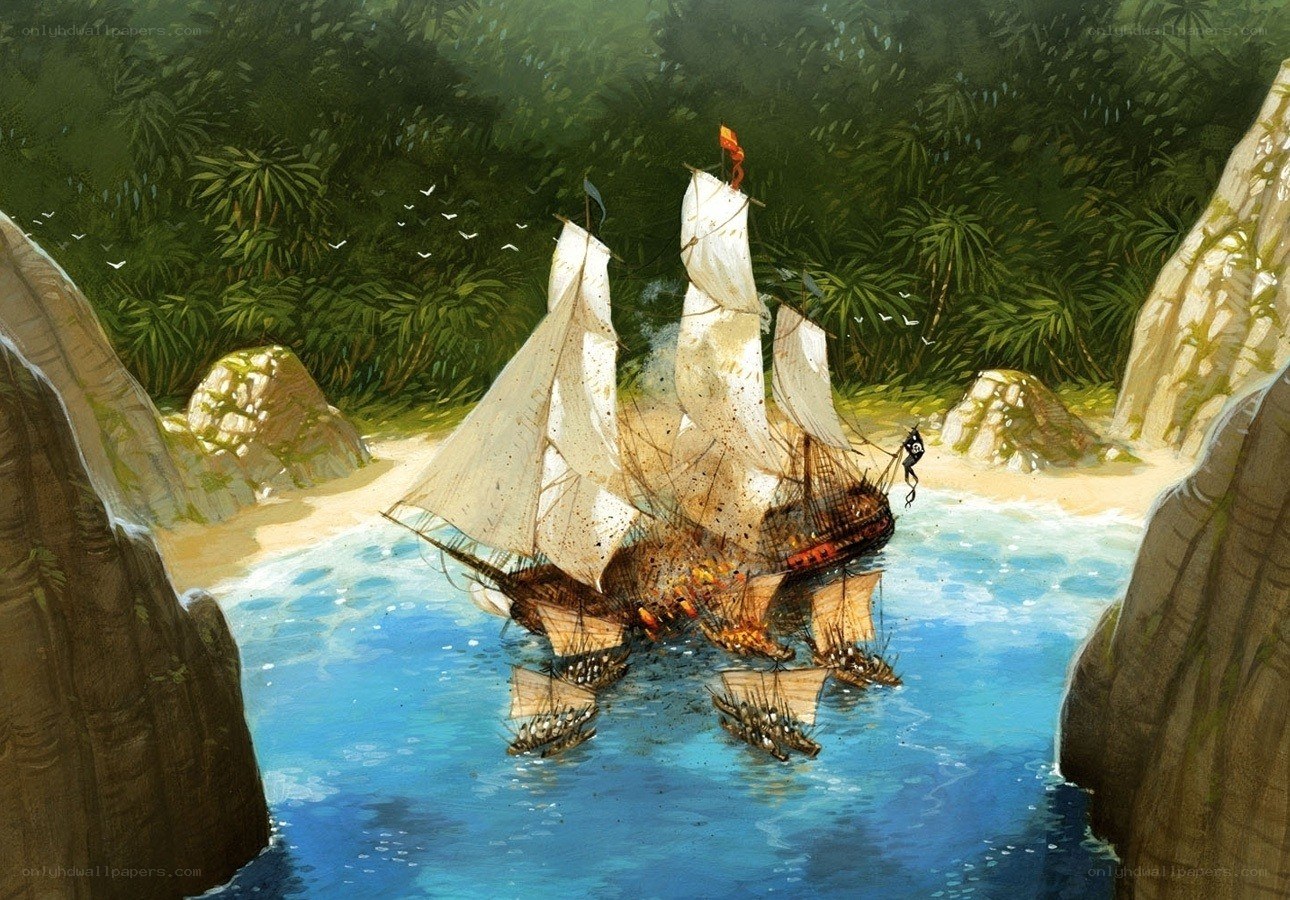 Pirate ship in jungle cove