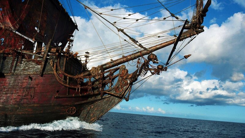 Pirate Ship in Ocean — Blue