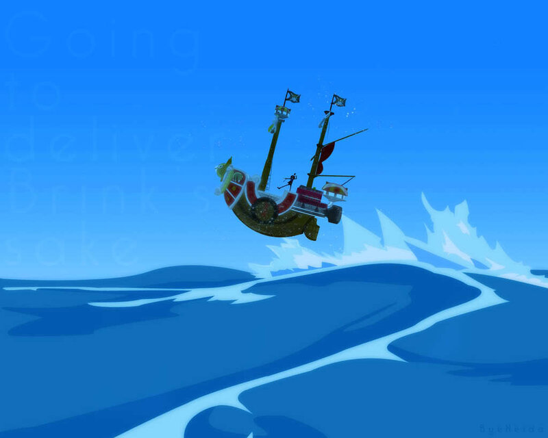 Pirate Ship in Ocean