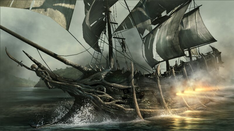 pirate ship in stormy sea
