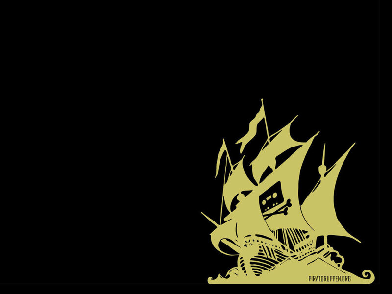 pirate ship logo on black
