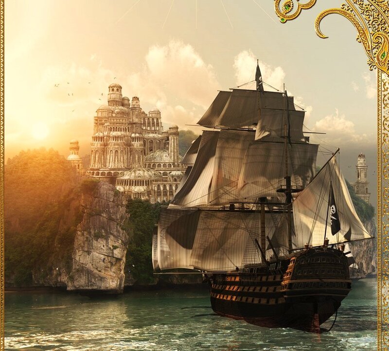 Pirate Ship Near Castle