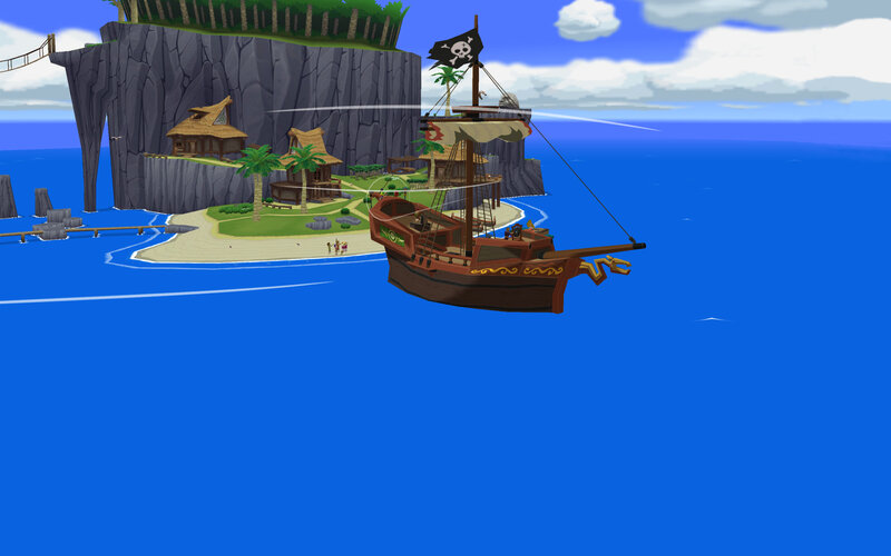 Pirate ship near island