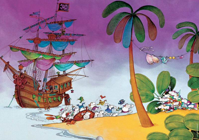 Pirate ship on a tropical island