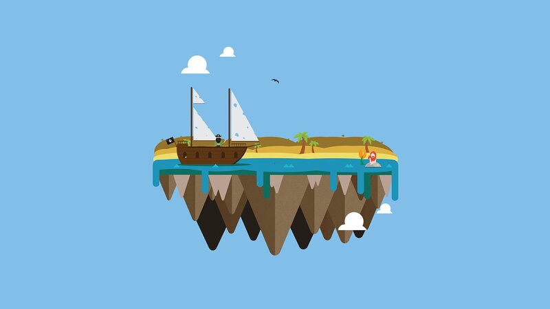 Pirate Ship on Island